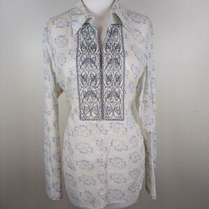 Vintage Levis Hippie Boho Cotton Penny Lane Tunic Shirt Blouse Bohemian M/L